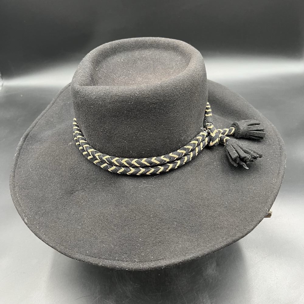 Vtg Whittall & Shon Bollman Hat Co Fancy Black Doeskin Felt Wool Hat